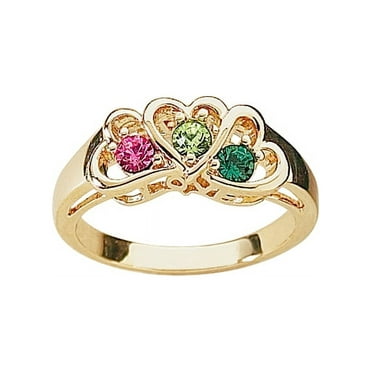 Personalized Planet Daughter's Heart Birthstone 14kt Gold-Tone Ring ,Women's