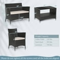thumbnail image 3 of Costway 4PCS Patio Rattan Furniture Set Armrest Cushion Sofa Coffee Table withShelf Garden, 3 of 8