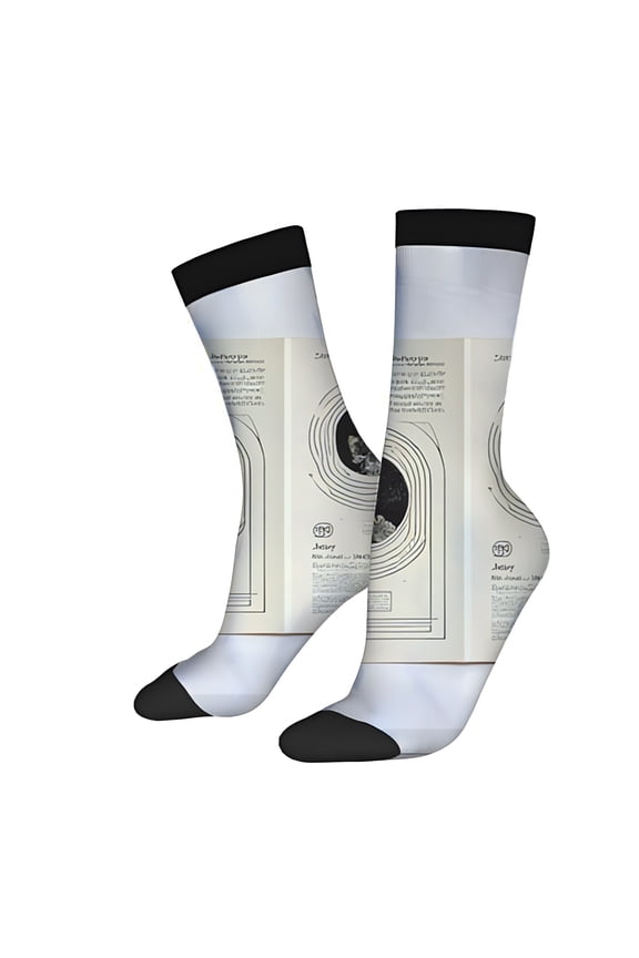 Four Seasons Universal Socks (2 Pairs) - Unisex Trendy Socks with Futuristic Circular Pattern Space Design Stars & Craft Mixed Colors