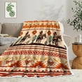 thumbnail image 2 of Western Cowboy Throw Blanket, Boho Southwest Aztec Super Soft Flannel Throw Blanket for Couch, West Cowboy Riding Horses Couch Sofa Bed Camping Travel Picnic Outdoor Blanket, 60X70IN, 2 of 5
