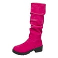 thumbnail image 2 of Women's Slouchy Knee High Boots Platform Suede Tall Riding Booties Comfortable Wide Calf Dress Long Boots, 2 of 6