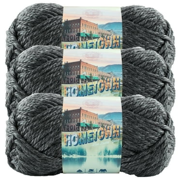 Lion Brand Yarn Hometown Chicago Charcoal Basic Super Bulky Acrylic Grey Yarn 3 Pack