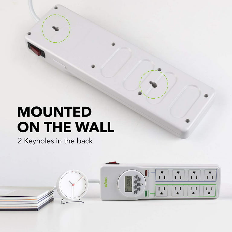 Power Strip 15 Amp 7-Day Indoor Digital Timer with 8-Outlet.