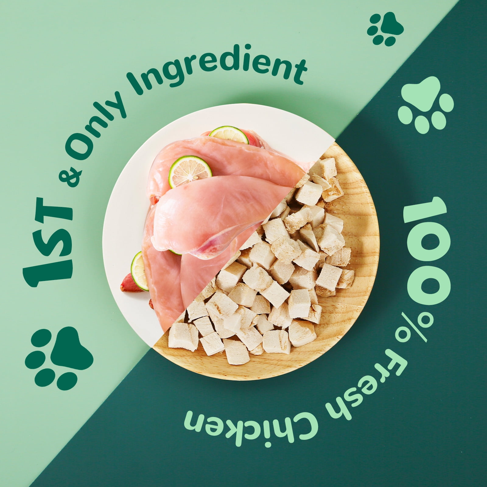(2 pack) PAWUP Freeze Dried Chicken Treats for Dog and Cat, Single Ingredient Chicken Breast, Grain Free, High Protein Snacks for Training, 4.6oz