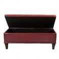 thumbnail image 3 of Pouf de Rangement Carré Caldwell en Cuir Verni Rouge Cramoisi avec Clous, 3 of 7