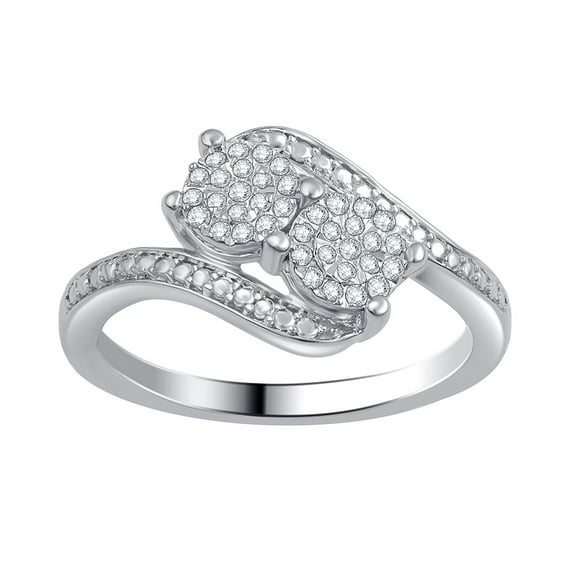 Arista 1/6 Ct Diamond White Composite Two-Stone Women's Ring in Sterling Silver (I-J, I2-I3)