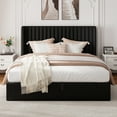 thumbnail image 3 of Einhomn Full Size Lift Up Storage Bed With Wingback Headboard, Upholstered Platform Bed Frame With Hydraulic Storage, Linen Fabric, No Box Spring Needed,Black, 3 of 9