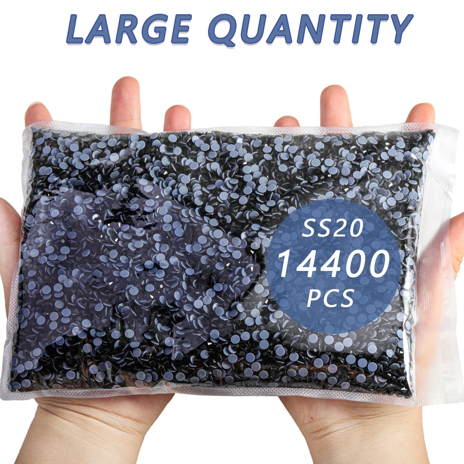 BEADSLAND 14400PCS Hotfix Rhinestones Bulk for Crafts DIY, Black, SS20