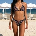 thumbnail image 3 of Levmjia Women Bikini Swimsuit Backless Split Print Fashion Hanging Neck Strap Two Piece Bathing Suit For Beach Vacation Pool Party, 3 of 8
