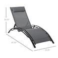 thumbnail image 3 of Outsunny Patio Reclining Outdoor Chaise Lounge Chair with 5-Level Adjustable Backrest Pillow Grey, 3 of 9