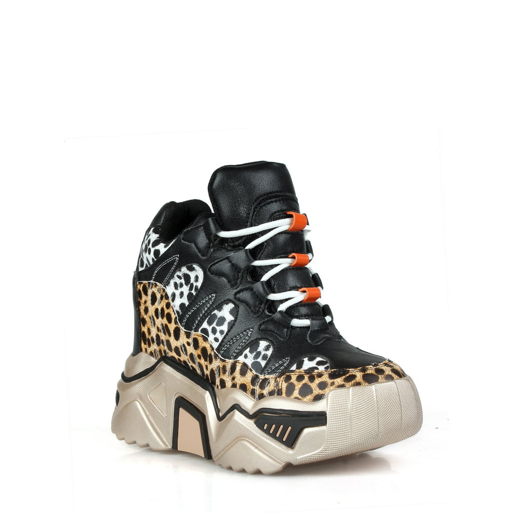 Anthony Wang - Anthony Wang Women's Platform Lace up Sneakers in Multi