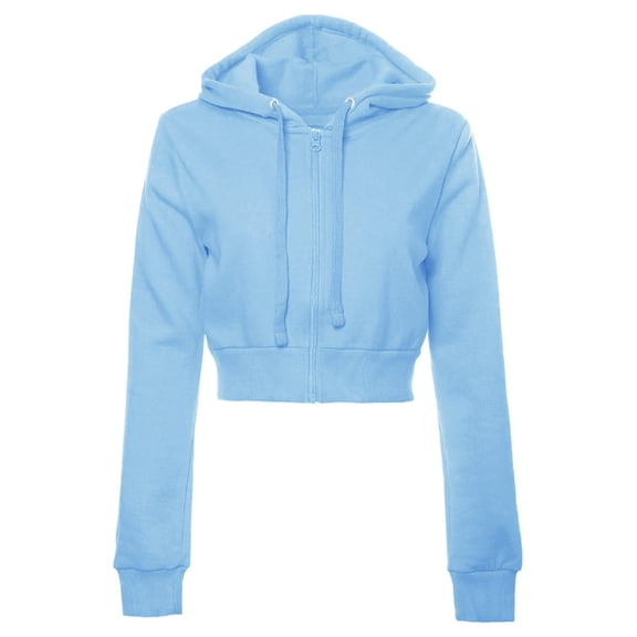 CAIVO Sweatshirts Women Cropped Zip Up Hoodie Soft Lightweight Adjustable Drawstring Ribbed Hem Solid Color Long Sleeve Y2K Hooded Jacket Casual Streetwear Outerwear Breathable Tops