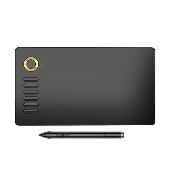 Seitruly Tableta de dibujo A15, bolígrafo gráfico de 10x6 pulgadas con lápiz óptico pasivo sin batería, 12 teclas de acceso directo, Computadoras y accesorios oro