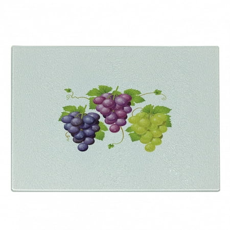 

Vineyard Cutting Board 3 Clusters of Ivy Burgundy Region Blending Fresh Agriculture Picture Art Decorative Tempered Glass Cutting and Serving Board Small Size Purple Green by Ambesonne