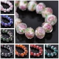 thumbnail image 2 of U8MO 10pcs 10mm 12mm Rondelle Faceted Rose Flower Lampwork Crystal Glass Beads lot-17# Purple & Silver-10x7mm, 2 of 6