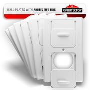 X-Protector Outlet Covers Wall Plate - Electrical Outlet Cover Plates with Protective Lids - Wall Plates with Open & Close Plug Covers for Electrical Outlets - Socket Covers for Outlets (6 PCS, White)