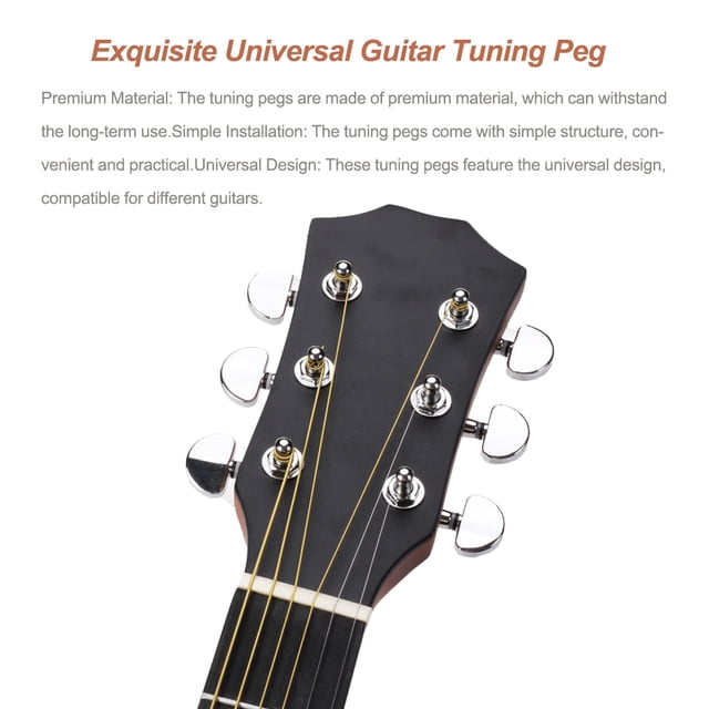 6 Pieces Guitar Tuning Peg 3R 3L Accessories Adjustment Part Guitars Tuner Pegs Spare Parts Fittings String Instrument Accessory Silver