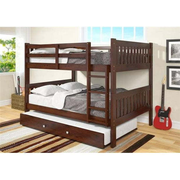 Full Mission Bunk Bed With Twin Trundle, Cambria Designs Twin Bunk Bed