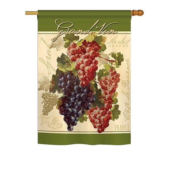 Breeze Decor BD-FT-H-117041-IP-BO-DS02-US Red & Purple Grapes Food - Everyday Fruits Impressions Decorative Vertical House Flag - 28 x 40 in.