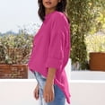 thumbnail image 4 of Tdoqot Womens Oversized Button Down Shirts- Casual Fall Long Sleeve Cotton Boyfriend Blouse Hot Pink Size S, 4 of 9