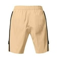 thumbnail image 4 of Pxkloy Mens Shorts Linen Casual Fashion Beach Shorts Plain Vacation Workout Gym Running Shorts Drawstring Elastic Waist Shorts with Pockets Khaki,XXXL, 4 of 8
