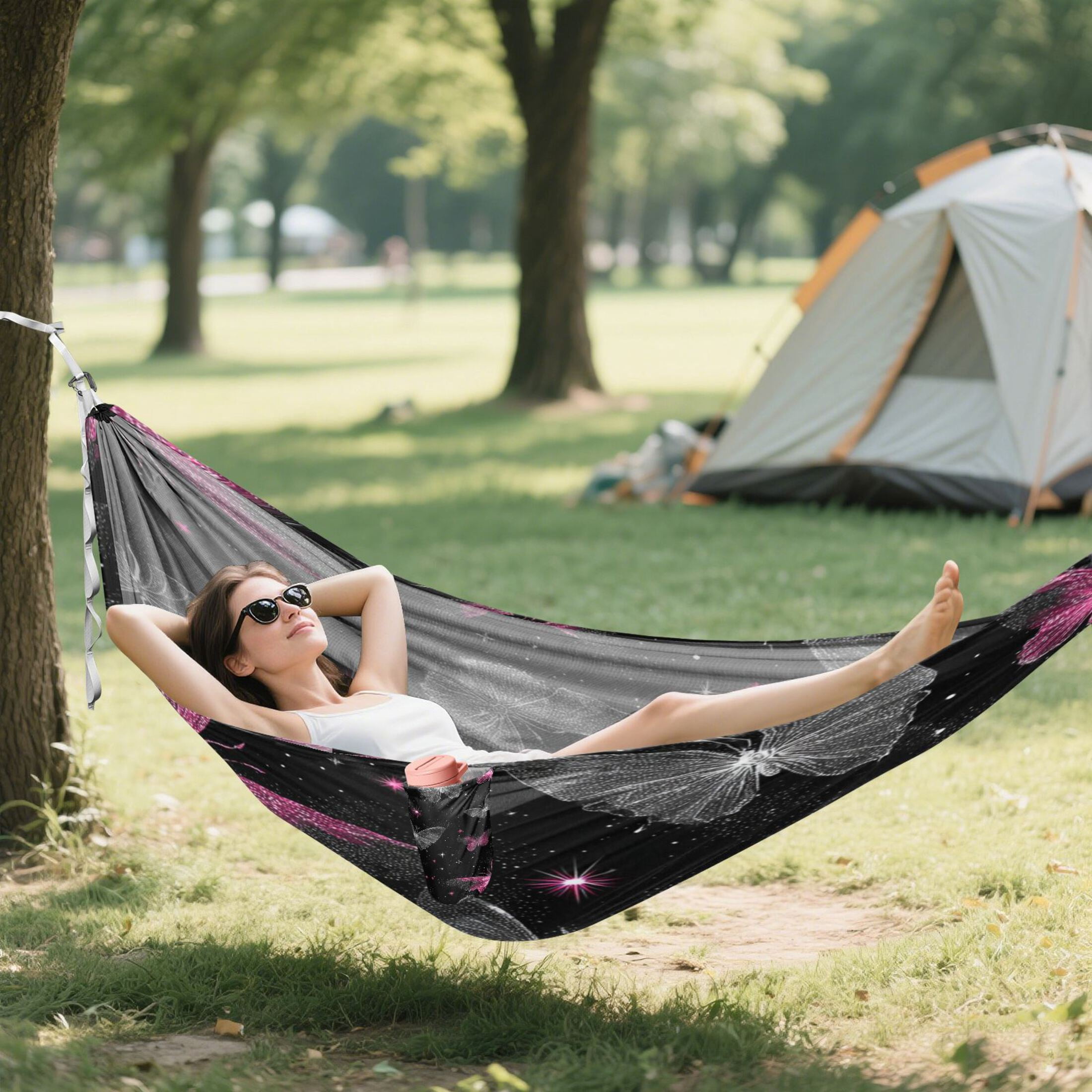 Hammock Camping Hammock Nylon Portable Hammock Travel Camping Hammock Soft Pink Haze Texture