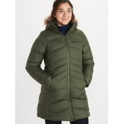 Marmot Women's Montreal Hooded Faux-Fur-Trim Coat XS Nori Green