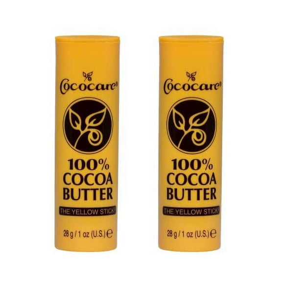 Cococare 100% Cocoa Butter Stick - 1 Oz - The Yellow Stick - (2 Pack)