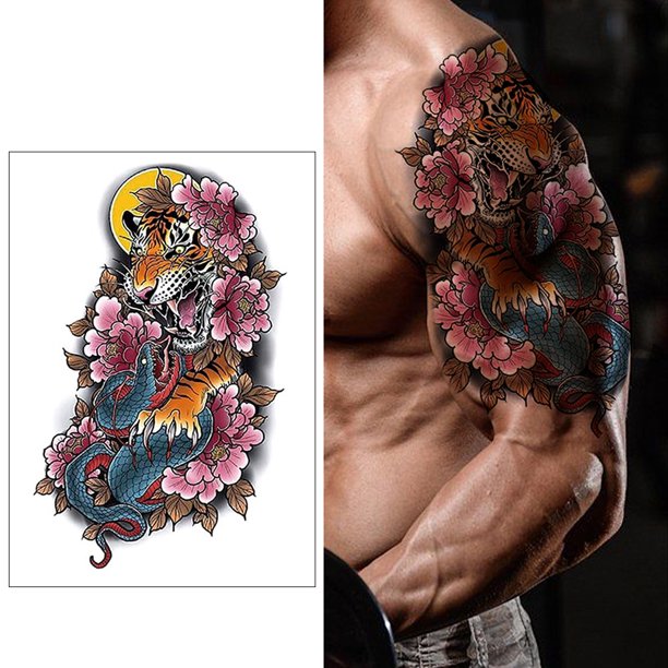 Tatuaje Temporal 6 uds tatuaje temporal Animal tatuaje pegatinas manualidades cuerpo arte completo falso Tatoo (F) Likrtyny Libre de BPA