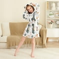 thumbnail image 3 of FORMRS Niños Bathrobe Unisex Hooded Robe Soft Plush Pajamas Sleepwear, Size 2-3T, Watercolor Halloween Girl, 3 of 7