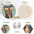 thumbnail image 4 of Dog Sunglasses Circle 6 Pcs Drink Coasters with Holder Absorbent Coasters Woven Coasters for Drinks Table Desk Protection Home Decor, 4 of 7