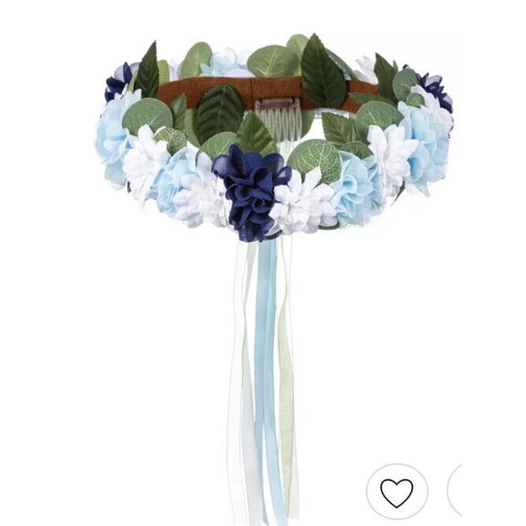Blue Floral Head Garland Baby Shower Mom To Be