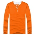 thumbnail image 4 of XUANTAOO Mens Tshirts Long Sleeve Button Down Crewneck Henley Shirts Basic Orange T Shirts with Button Men's Shirts Casual, 4 of 4