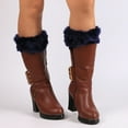 thumbnail image 6 of Dengjunhu Women Solid Color Faux Fur Crochet Knit Leg Warmers Cuffs Toppers Boot Socks, 6 of 7