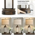 thumbnail image 3 of 25'' Table Lamp for Living Room Bedroom Farmhouse Metal Lamps with 2 USB Ports, Built-in Frosted Glass Night Light Vintage Industrial Nightstand Bedside End Lamp, 2 Bulbs Included, Bronze, 3 of 9