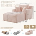 thumbnail image 6 of FFH 65.4" Chaise Lounge Indoor, Modern Corduroy Fabric Indoor Lounge Chair, Sleeper Sofa for Living Room, Small Space, Pink, 6 of 10
