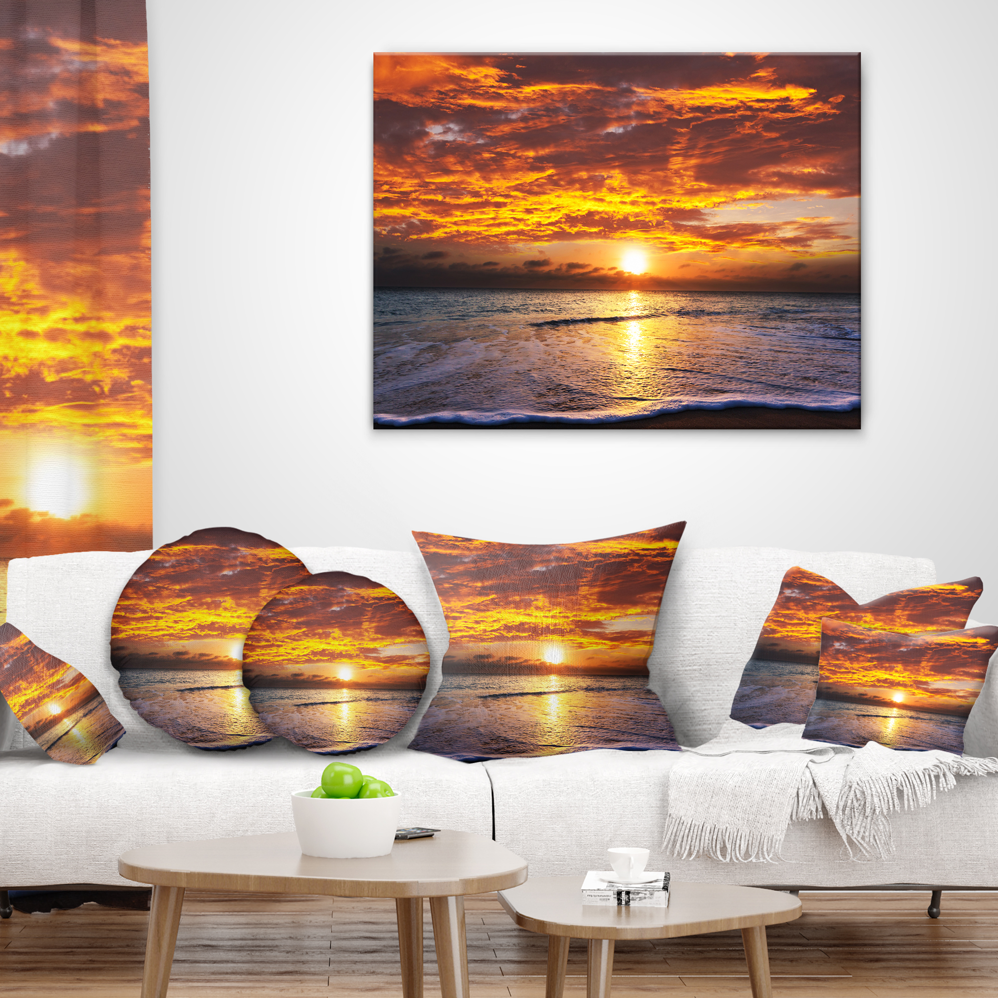 Designart 12" x 20" Sea & Shore Polyester Throw Pillow