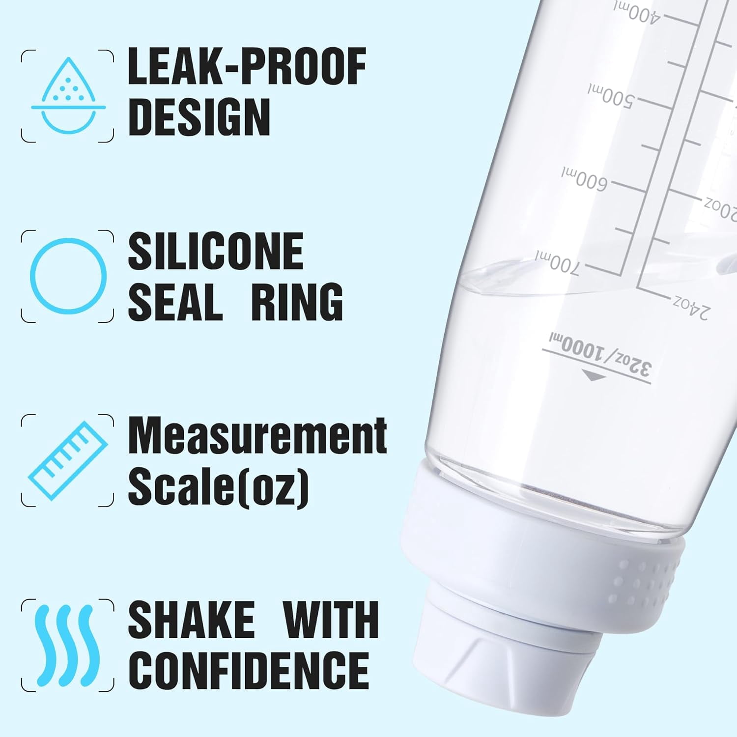 Water Bottle 32oz, clear water bottle with Chug Lid and Carry Handle, Reusable, Tritan, BPA Free, Hiking Water Bottle Suitable for Travel, Outdoors, Gym, Travel, Home, School (Clear)