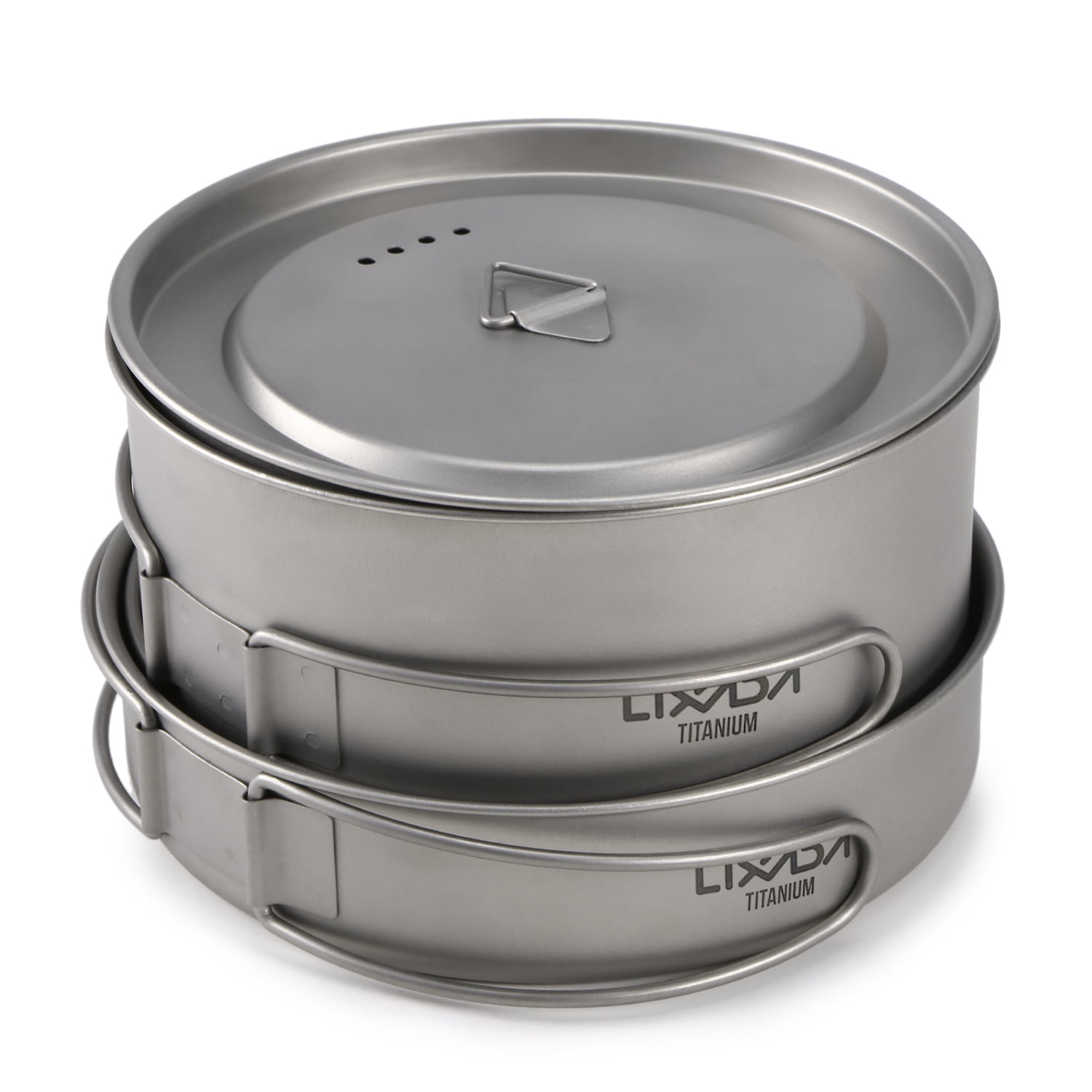 Lixada 2pcs Camping Cookware Set Titanium Pot Pan Cooking Set with Foldable C9C5 
