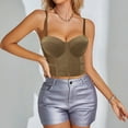 thumbnail image 2 of TODOZO Women's Cut Strappy Gothic Bustier Tops Caged Cropped Top Going Out Tops for Women Summer Spaghetti Strap Bustier Corset Tops for Women Going Out Top Date Night Top Party Club Top Brown L, 2 of 9