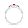 thumbnail image 2 of ANGARA Natural Round Ruby Three Stone Halo Ring with Diamonds in 14K White Gold for Women (Size-4mm) | July Birthstone Jewelry for Her | Natural Ruby Rings, 2 of 9