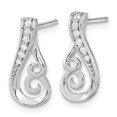 thumbnail image 2 of Finest Gold Sterling Silver Rhodium-Plated Polished CZ Post Earrings, 2 of 3