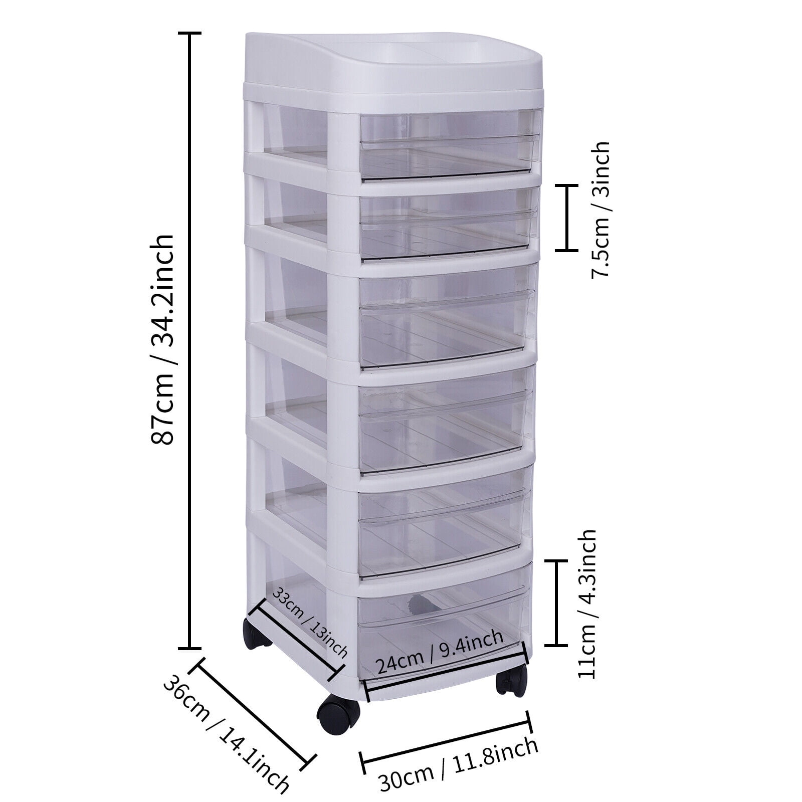 FETCOI Drawer Storage Cart Rolling Storage Cart Storage Drawer Cart Organizer Cart with 6 Plastic Drawers on Wheels Craft Storage Tower Drawers
