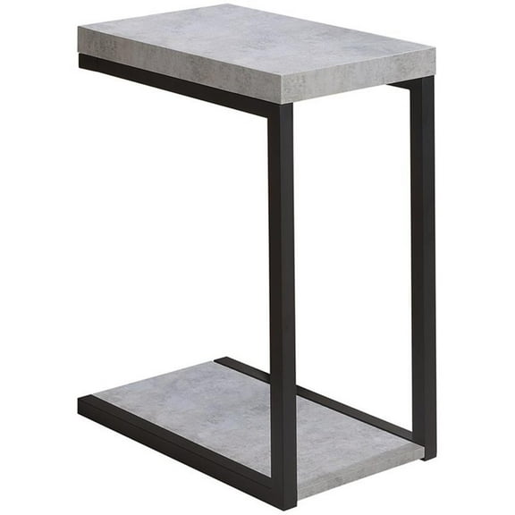 Bowery Hill Contemporary Wood End Table in Cement Gray/Black
