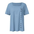 thumbnail image 5 of Rciityk Up to 50% off Women's T-Shirt Casual Short Sleeve Loose Comfy Tops Summer Solid Color Button for Women - Summer Savings Clearance, 5 of 5