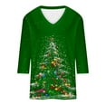 thumbnail image 4 of asdoklhq Christmas Sweatshirts for Women Ladies' Christmas Fashion Casual Printed V-neck Quarter Sleeve Top Green 3X, 4 of 5