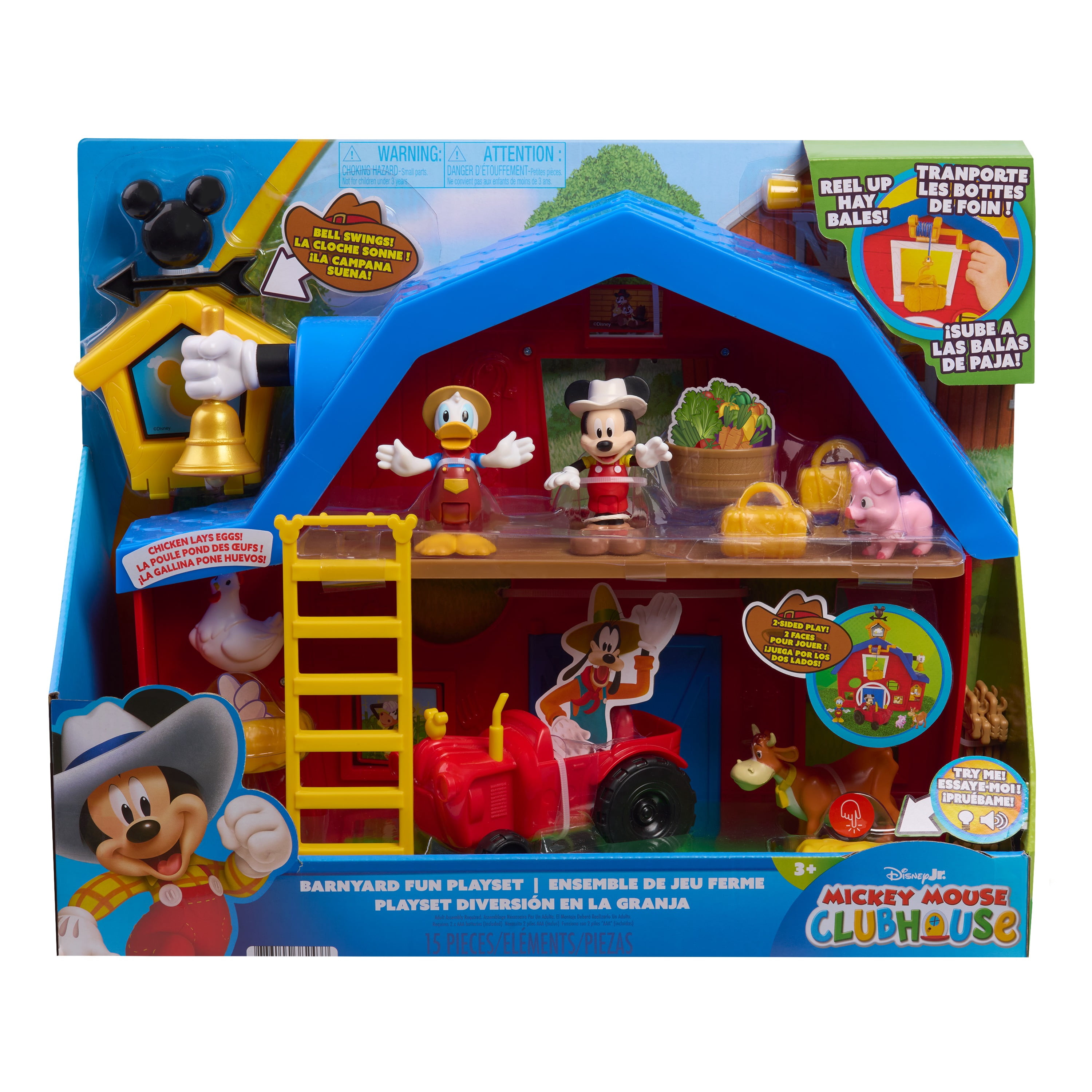 Disney Jr. Mickey Mouse Clubhouse Barnyard Fun Playset with Sounds, 15-pieces, Kids Ages 3+