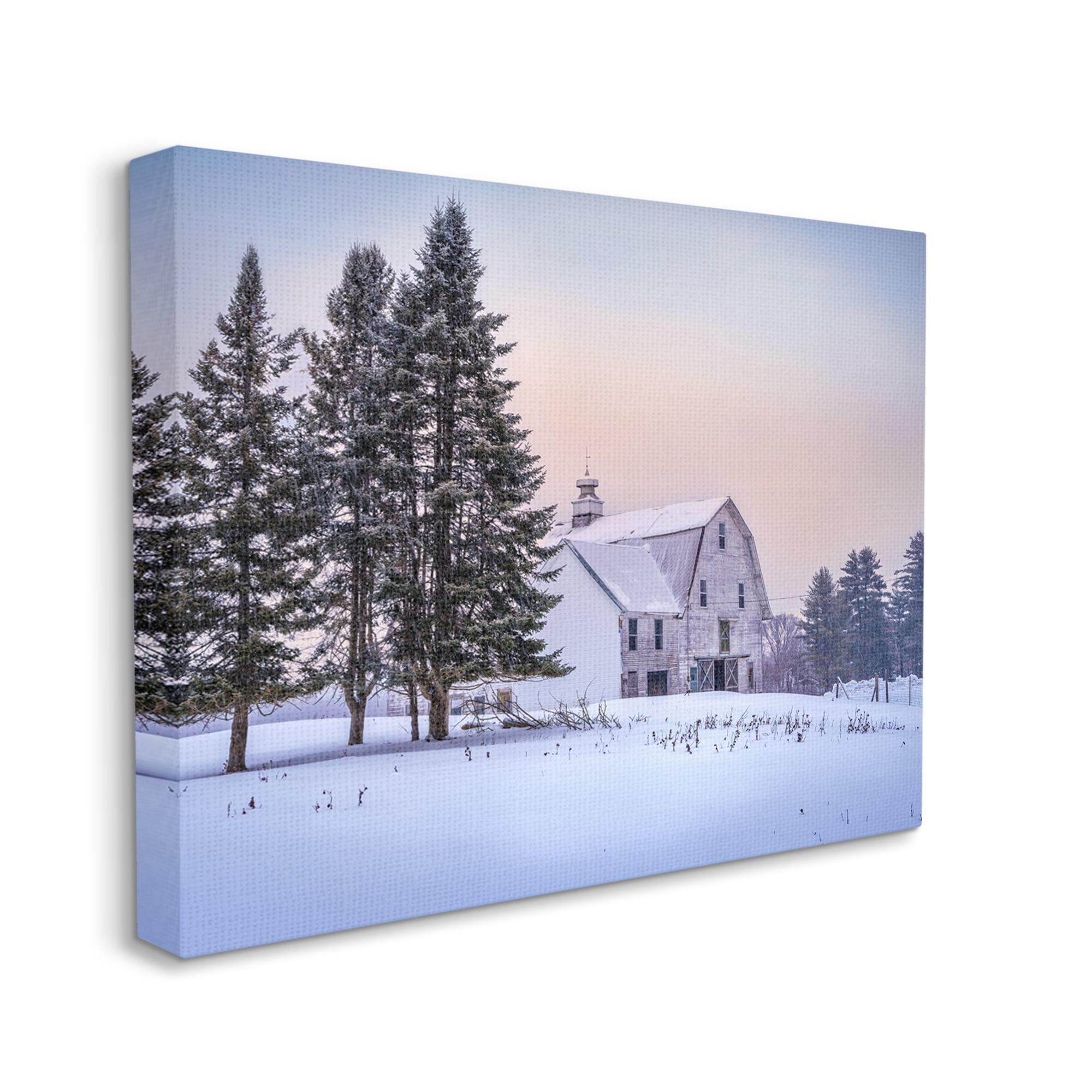 Stupell Industries Winter Farm Landscape Nature Photography Gallery Wrapped Canvas Print Wall Art, 30 x 24