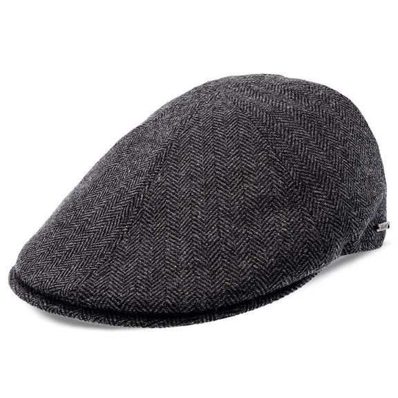 Walrus Hats End Game Dark Gray Duckbill Flat Cap – Luxe Wool Blend 6-Panel Hat with Suede Underside & Stretch Fit – Classic 2 ¼" Brim for Stylish Comfort
