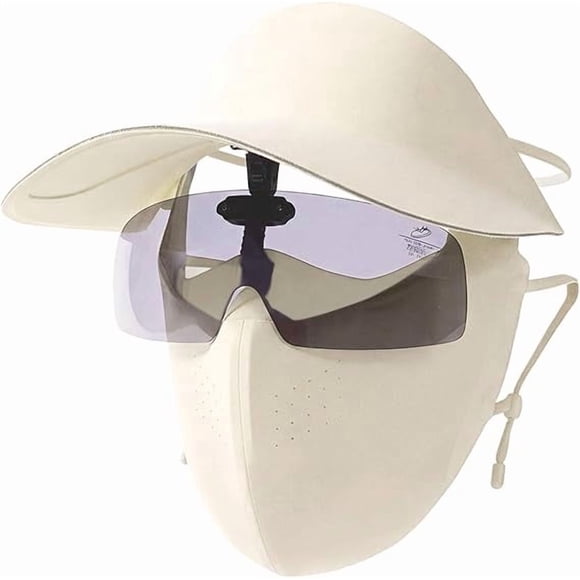 3-in-1 Sun Hat with Face Cover, Breathable Wide Brim Hat with Neck Shield for Outdoor, Cycling, Hiking(Beige)